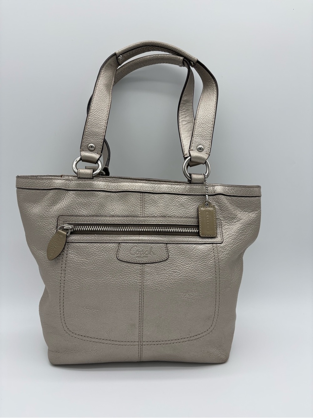 Coach Metallic Taupe Leather Tote
